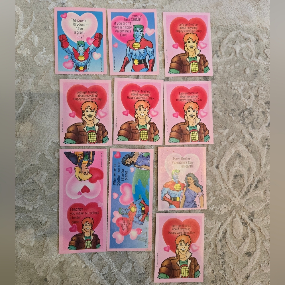 10 Vintage 1990 Captain Planet Valentine's Day Cards With Envelopes